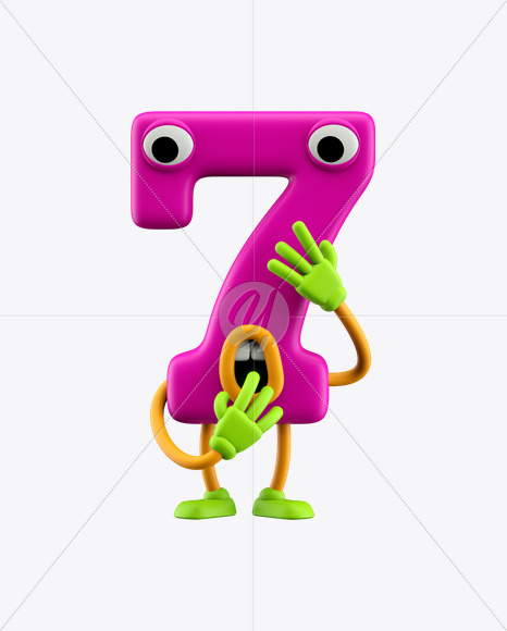 7 from ABC Character Font on Yellow Images Creative Fonts - S24490