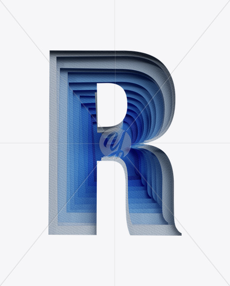 Letter R from Paper Cut Font on Yellow Images Creative Fonts - S24518