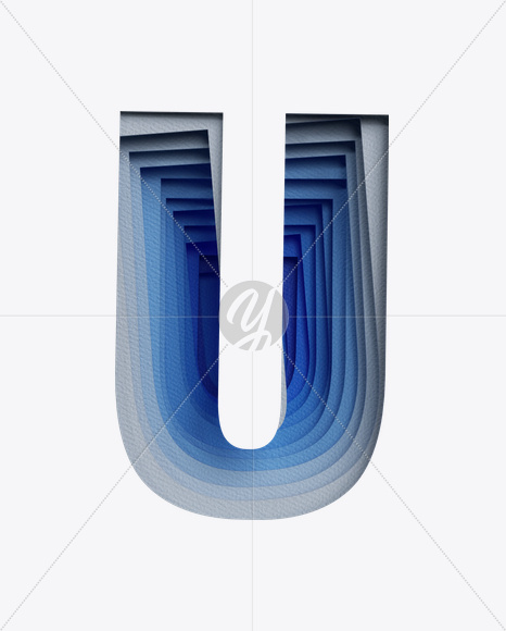 Letter U from Paper Cut Font on Yellow Images Creative Fonts - S24521