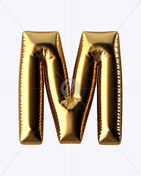 Letter M from Golden Balloon Font on Yellow Images Creative Fonts - S24601