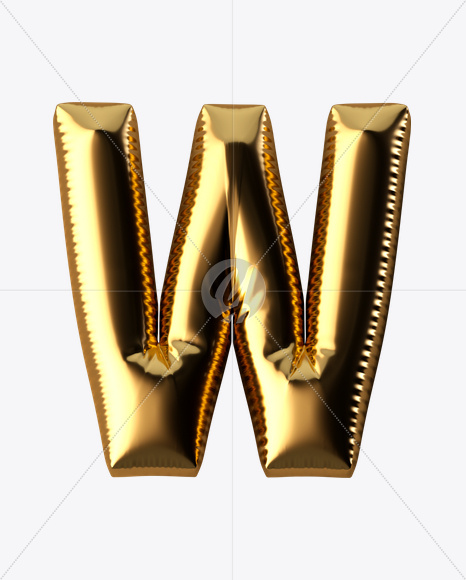 Letter W from Golden Balloon Font on Yellow Images Creative Fonts - S24611