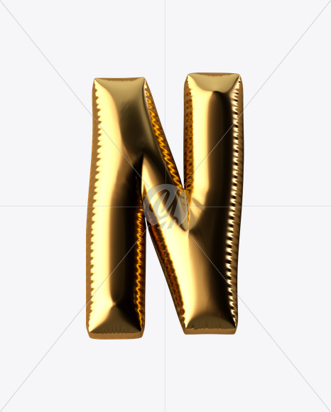 Letter N from Golden Balloon Font on Yellow Images Creative Fonts - S24602