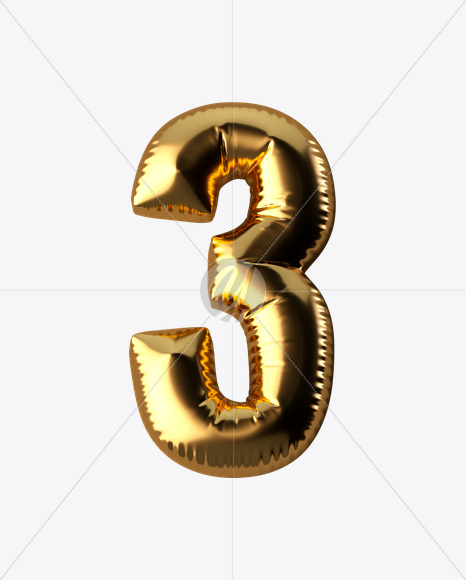 3 from Golden Balloon Font on Yellow Images Creative Fonts - S24617