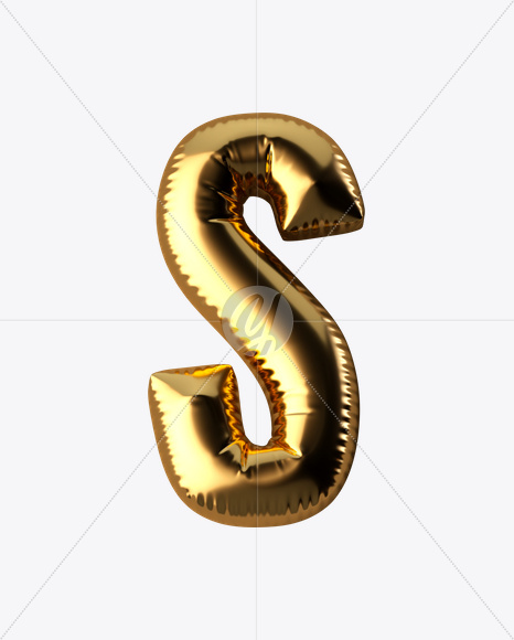 Letter S from Golden Balloon Font on Yellow Images Creative Fonts - S24607