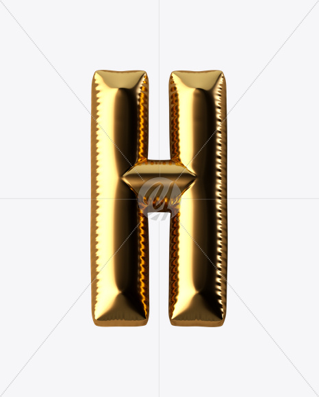 Letter H from Golden Balloon Font on Yellow Images Creative Fonts - S24596