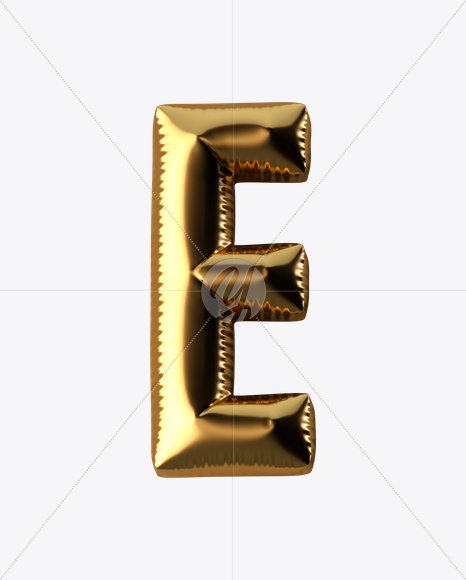 Letter E from Golden Balloon Font on Yellow Images Creative Fonts - S24593