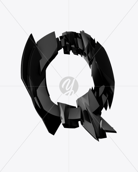 Letter Q from Dark Force Font on Yellow Images Creative Fonts - S24650