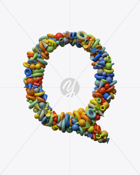 Letter Q from Play Shapes Font on Yellow Images Creative Fonts - S24774