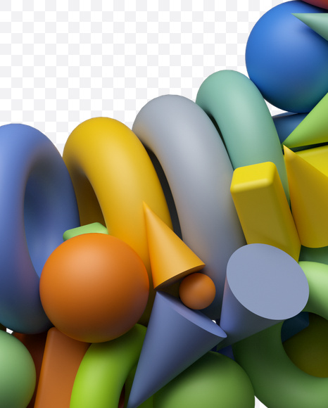 Letter P from Play Shapes Font on Yellow Images Creative Fonts - S24773