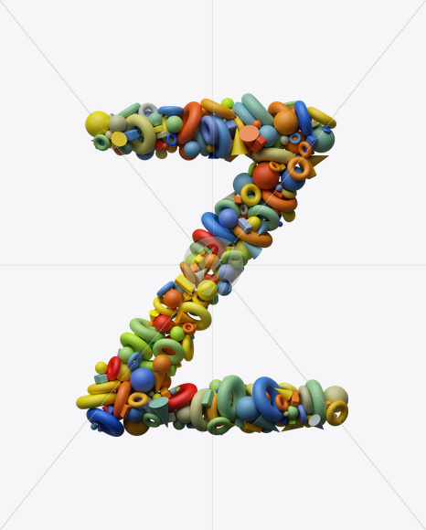 Letter Z from Play Shapes Font on Yellow Images Creative Fonts - S24783