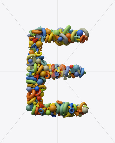 Letter E from Play Shapes Font on Yellow Images Creative Fonts - S24762