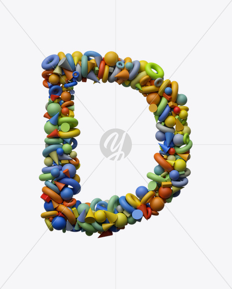 Letter D from Play Shapes Font on Yellow Images Creative Fonts - S24761