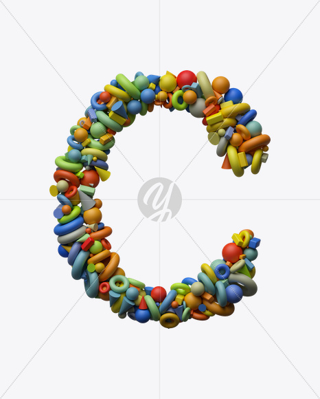 Letter C from Play Shapes Font on Yellow Images Creative Fonts - S24760