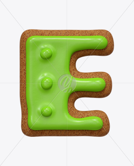 Letter E from I Like Cookies Font on Yellow Images Creative Fonts - S24806