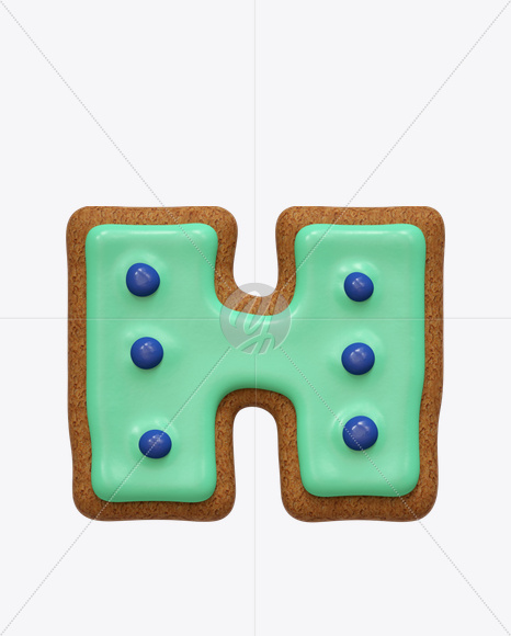 Letter H from I Like Cookies Font on Yellow Images Creative Fonts - S24809