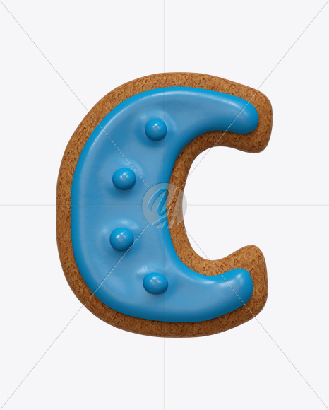 Letter C from I Like Cookies Font on Yellow Images Creative Fonts - S24804