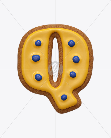 Letter Q from I Like Cookies Font on Yellow Images Creative Fonts - S24818