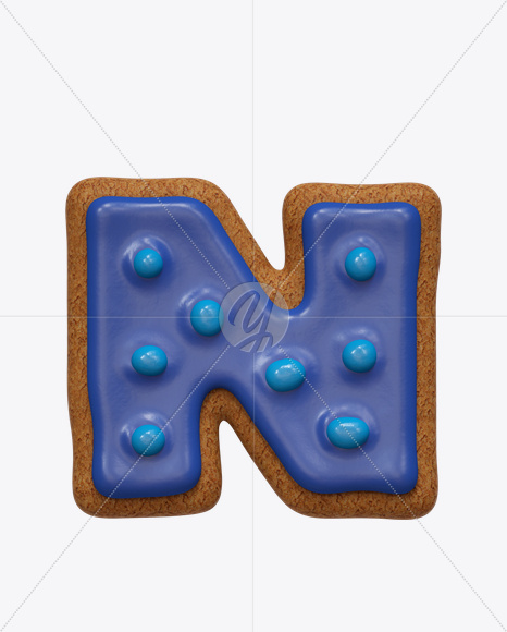 Letter N from I Like Cookies Font on Yellow Images Creative Fonts - S24815