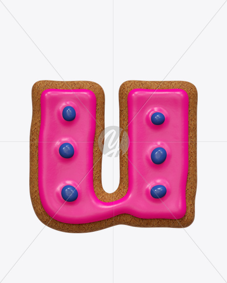 Letter U from I Like Cookies Font on Yellow Images Creative Fonts - S24822