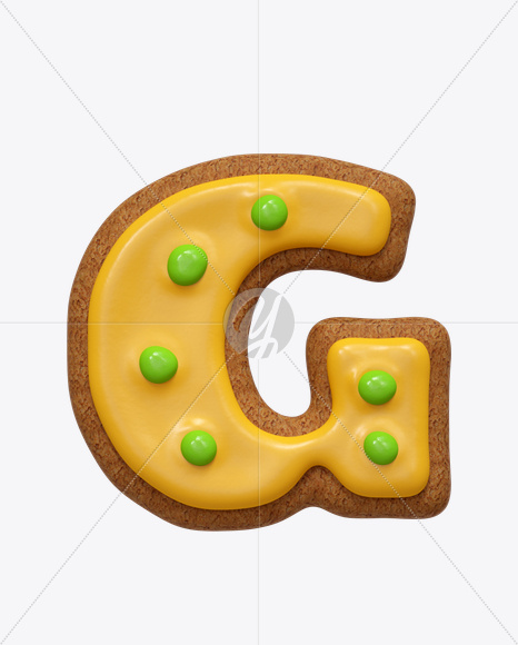 Letter G from I Like Cookies Font on Yellow Images Creative Fonts - S24808