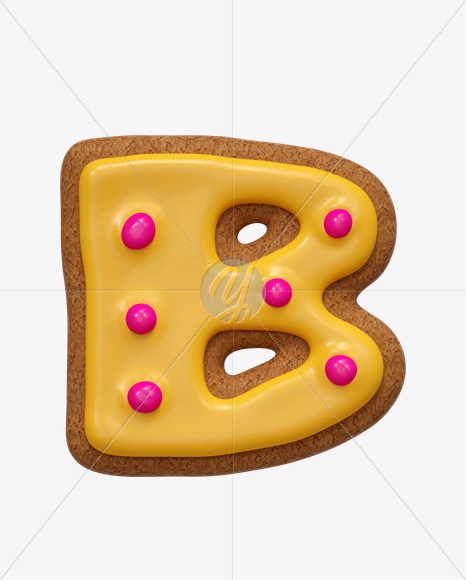 Letter B from I Like Cookies Font on Yellow Images Creative Fonts - S24803