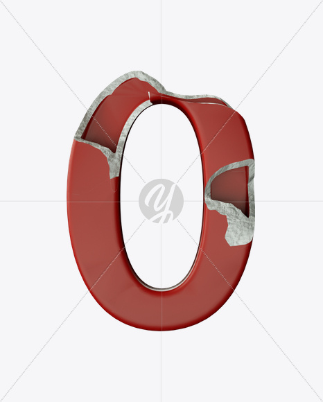 0 from Red Porcelain Font on Yellow Images Creative Fonts - S24880