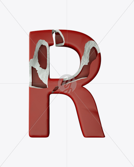 Letter R from Red Porcelain Font on Yellow Images Creative Fonts - S24862