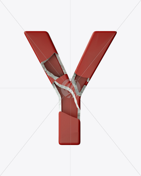 Letter Y from Red Porcelain Font on Yellow Images Creative Fonts - S24869