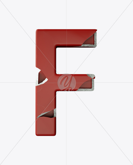 Letter F from Red Porcelain Font on Yellow Images Creative Fonts - S24850