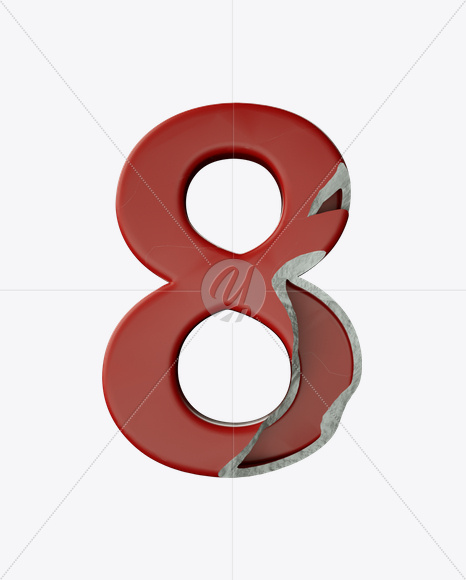 8 from Red Porcelain Font on Yellow Images Creative Fonts - S24878