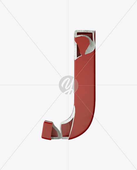 Letter J from Red Porcelain Font on Yellow Images Creative Fonts - S24854