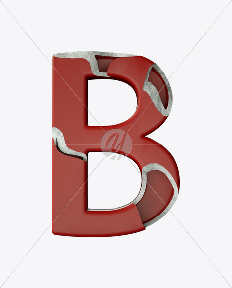 Letter B from Red Porcelain Font on Yellow Images Creative Fonts - S24846