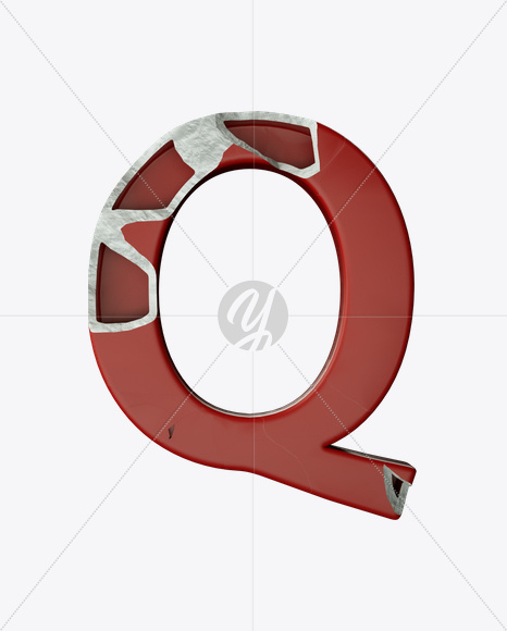 Letter Q from Red Porcelain Font on Yellow Images Creative Fonts - S24861