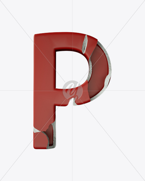 Letter P from Red Porcelain Font on Yellow Images Creative Fonts - S24860