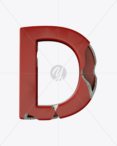 Letter D from Red Porcelain Font on Yellow Images Creative Fonts - S24848