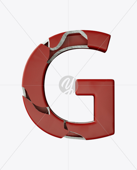 Letter G from Red Porcelain Font on Yellow Images Creative Fonts - S24851