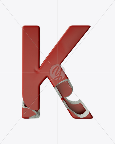 Letter K from Red Porcelain Font on Yellow Images Creative Fonts - S24855