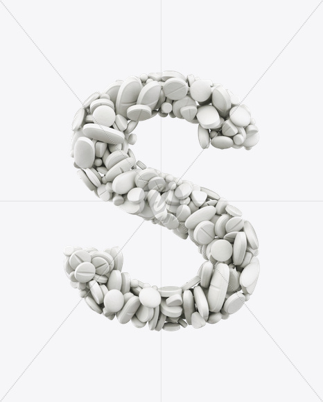 Letter S from White Pills Font on Yellow Images Creative Fonts - S25001