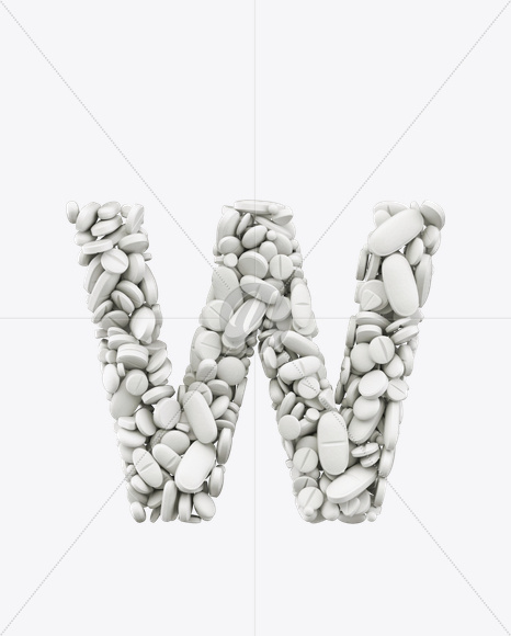 Letter W from White Pills Font on Yellow Images Creative Fonts - S25005