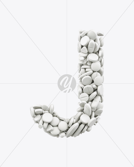 Letter J from White Pills Font on Yellow Images Creative Fonts - S24992