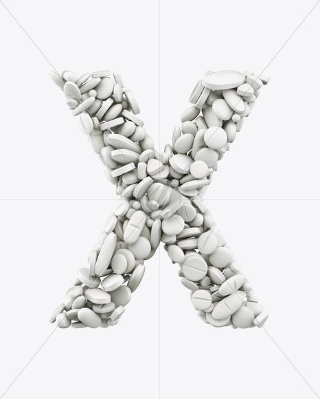 Letter X from White Pills Font on Yellow Images Creative Fonts - S25006