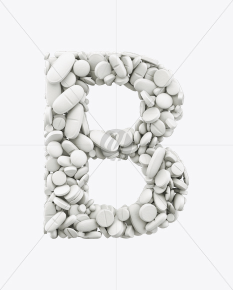 Letter B from White Pills Font on Yellow Images Creative Fonts - S24984