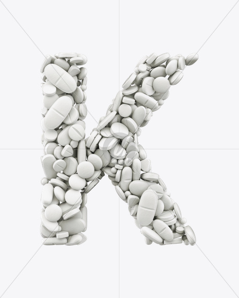 Letter K from White Pills Font on Yellow Images Creative Fonts - S24993