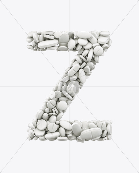 Letter Z from White Pills Font on Yellow Images Creative Fonts - S25008