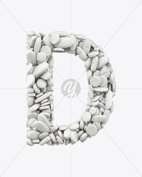 Letter D from White Pills Font on Yellow Images Creative Fonts - S24986