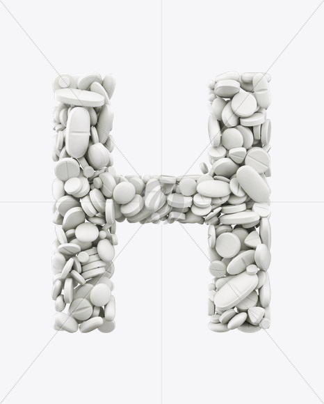 Letter H from White Pills Font on Yellow Images Creative Fonts - S24990