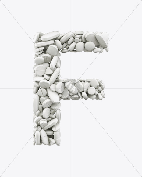 Letter F from White Pills Font on Yellow Images Creative Fonts - S24988