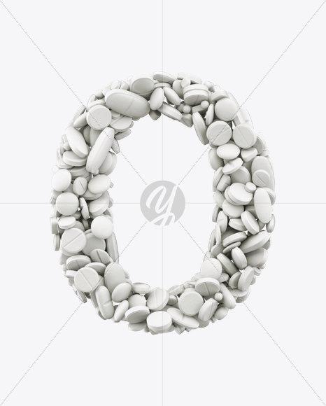 Letter O from White Pills Font on Yellow Images Creative Fonts - S24997