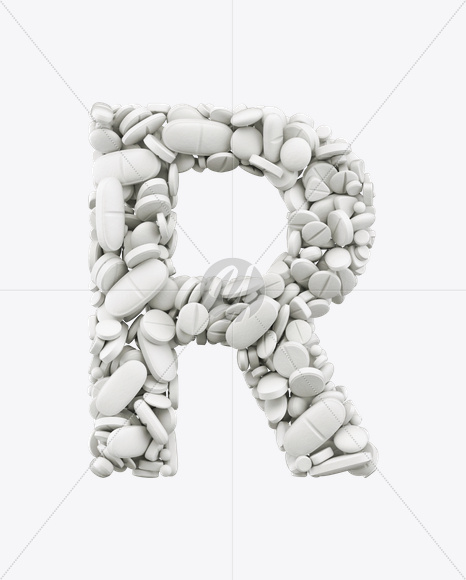 Letter R from White Pills Font on Yellow Images Creative Fonts - S25000