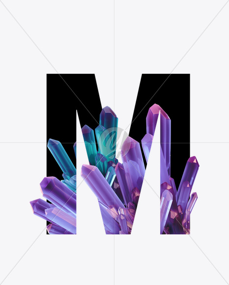 Letter M from Crystal Inside Font on Yellow Images Creative Fonts - S25128